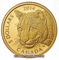 CANADA $20 1oz FINE SILVER COIN COUGAR WILDERNESS 1 PURE GOLD+1 PLATINUM (2014)