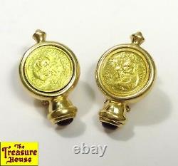 CIG Pair of 14K Gold Earrings with2 1/20 OZ-T. 999 Fine Pure Gold Panda Coins 8.7g