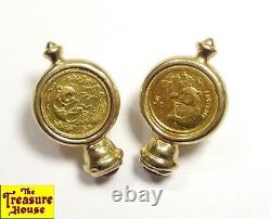 CIG Pair of 14K Gold Earrings with2 1/20 OZ-T. 999 Fine Pure Gold Panda Coins 8.7g