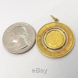 Caciques Venezuela Tamanco 21K Gold Coin 18K Frame Charm Pendant 4.4gr