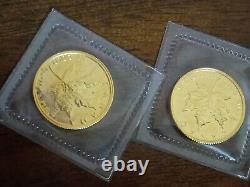 Canada 1/10 Troy Oz. 9999 Fine Gold Maple Leaf 2 Coin lot