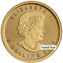 Canada 1/10 oz. 9999 Fine Gold Maple Leaf Coin Gem Uncirculated Random Year