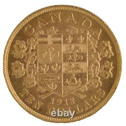 Canada 1912 Ruler King George V. 900 Fine 10 Dollar Gold Coin Round KM# 27