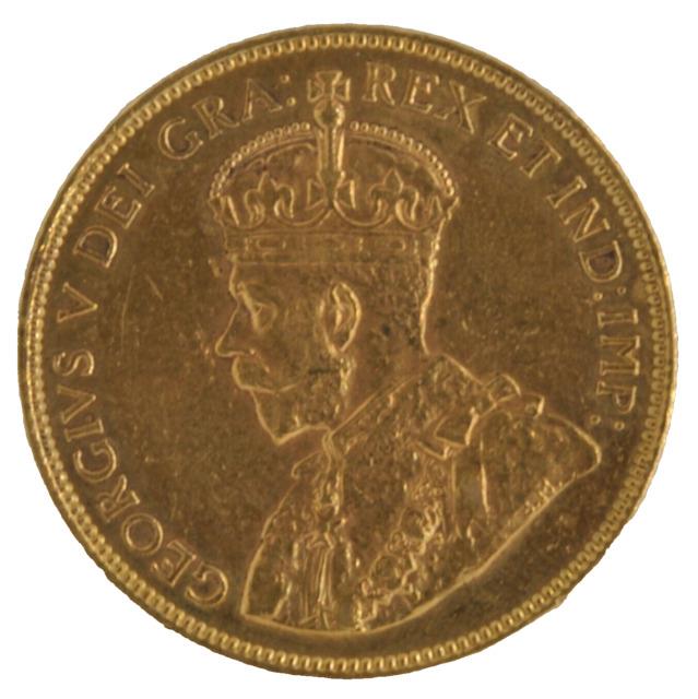 Canada 1913 Ruler King George V. 900 Fine 10 Dollar Gold Coin Round Km# 27