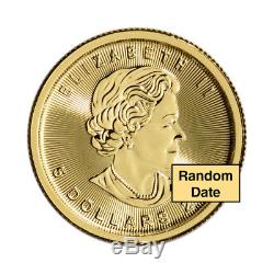Canada Gold Maple Leaf 1/10 oz $5 BU. 9999 Fine Random Date