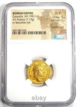 Caracalla AV Aureus Gold Roman Coin 198-217 AD Certified NGC Choice Fine