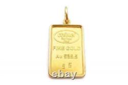 Chimel 5g Fine Gold Bar 999.9 In 14k Bezel Pendant