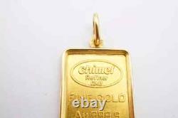 Chimel 5g Fine Gold Bar 999.9 In 14k Bezel Pendant