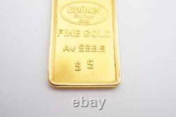 Chimel 5g Fine Gold Bar 999.9 In 14k Bezel Pendant