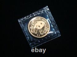 China 1986 1/20 Oz. Gold Panda. 999 Fine B. U. Sealed In Original Packaging