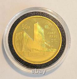 China 1995 50Y (1/2oz) fine gold coin for UN 50th anniversary PROOF RARE