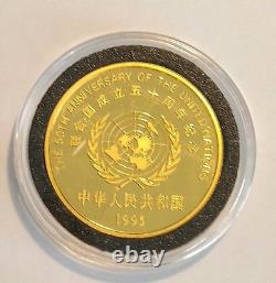 China 1995 50Y (1/2oz) fine gold coin for UN 50th anniversary PROOF RARE