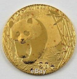 China 2002 5 Yuan Gold 1/20 Oz. 999 Fine Panda Bu Unsealed. See Pictures