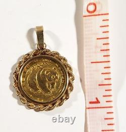 China 5 Yuan 1983 Panda 1/20 oz. 999 Fine Gold Coin with 14K Gold Bezel Pendant