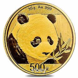 Chinese 30 gram Gold Panda. 999 Fine BU (Random Year, Not Sealed)