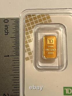 Classic 1 gram TD Bank. 9999 Fine Gold Minted Bar in Tamper-Resistant Card