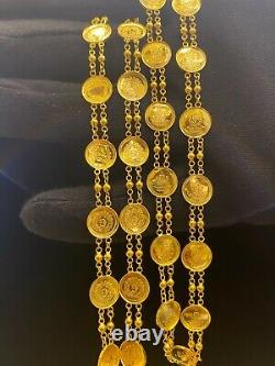 Classy Dubai Handmade Coin Chain Necklace In Solid 750 Stamped 18K Yellow Gold