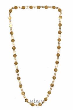 Classy Dubai Handmade Coin Chain Necklace In Solid 750 Stamped 18K Yellow Gold