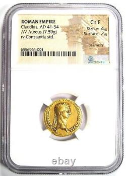 Claudius AV Aureus Gold Roman Coin 41-54 AD Certified NGC Choice Fine