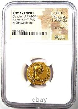 Claudius AV Aureus Gold Roman Coin 41-54 AD Certified NGC Choice Fine
