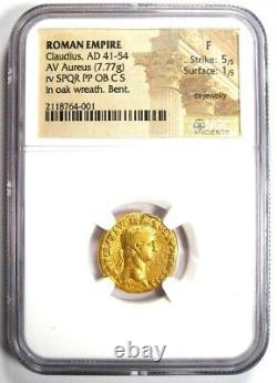 Claudius AV Aureus Gold Roman Coin 41-54 AD Certified NGC Fine Rare Coin