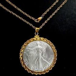 Coin Gift Set 2023 Silver Eagle 14K Gold Filled 3mm Rope Bezel Gold Filled Chain Coin Gift Set 2023 Silver Eagle 14K Gold Filled 3mm Rope Bezel Gold Filled Chain