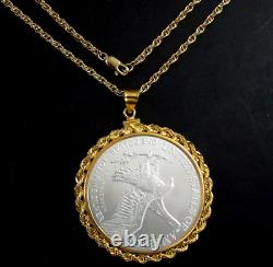 Coin Gift Set 2023 Silver Eagle 14K Gold Filled 3mm Rope Bezel Gold Filled Chain Coin Gift Set 2023 Silver Eagle 14K Gold Filled 3mm Rope Bezel Gold Filled Chain