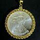 Coin Pendant 2020 1 Oz Fine American Silver Eagle Dollar Gold Filled Rope Bezel