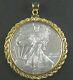 Coin Pendant 2021 1 Oz Fine American Silver Eagle Dollar Gold Filled Rope Bezel