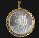 Coin Pendant Don't Mess With Texas Longhorn Silver Round Gold Filled Rope Bezel