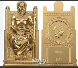 Cook Islands 3 Oz Gold-gilded. 999 Fine Silver Zeus, Father of the Gods NGC MS70