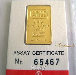 Credit Suisse Ingot 2.5 Grams Fine Gold With 14k Gold Frame