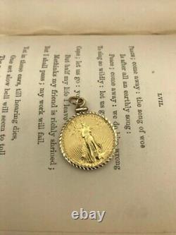 Custom Bezel Set 925 Fine Silver Eagle Coin Pendant 14k Yellow Gold Plated