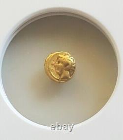 Cyrenaica Cyrene Carneius Head 1/10th Stater NGC Choice Fine Ancient Gold Coin