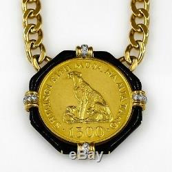 DAVID WEBB NECKLACE 18K Platinum & Diamonds & 1oz. Gold Conservation Coin RARE