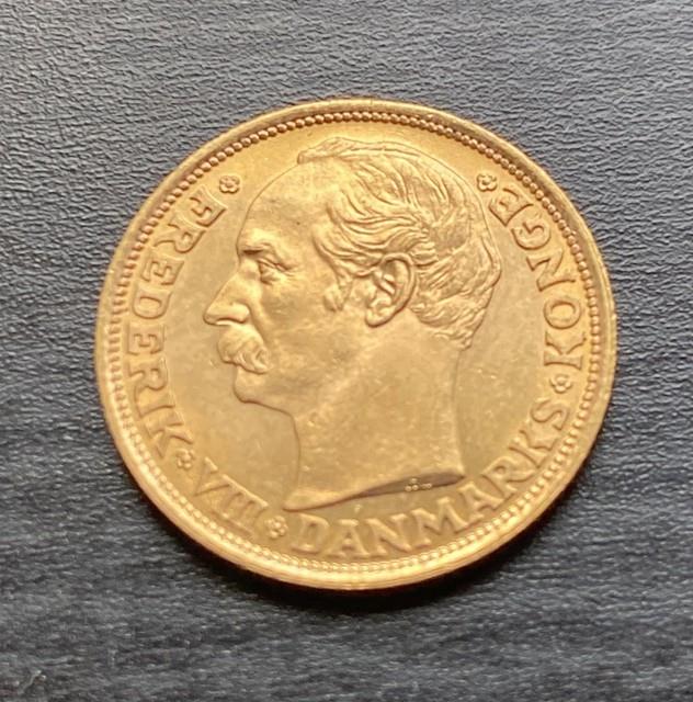 Denmark 1909 10 Kroner Ruler Frederik Viii. 900 Fine Gold Coin