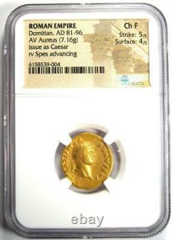 Domitian Gold AV Aureus Roman Coin 81-96 AD NGC Choice Fine 5/5 Strike