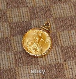 ESTATE 1/10oz FINE GOLD $5 1989 LIBERTY US COIN SET IN 14K GOLD BEZEL