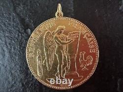 ESTATE 1912 COIN France Gold 100 Francs Lucky Angel Pendant 33 GRAMS