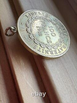 ESTATE 1912 COIN France Gold 100 Francs Lucky Angel Pendant 33 GRAMS