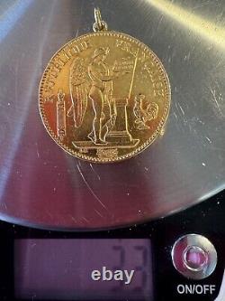 ESTATE 1912 COIN France Gold 100 Francs Lucky Angel Pendant 33 GRAMS