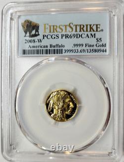 EXQUISITE 2008 W $5 PROOF GOLD BUFFALO 1/10oz. 9999 FINE PCGS PR69 DCAM FS EXQUISITE 2008 W $5 PROOF GOLD BUFFALO 1/10oz. 9999 FINE PCGS PR69 DCAM FS