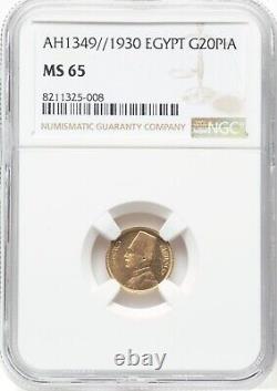 Egypt 1930 Fuad I 20 Piastres NGC MS65 ONLY 4 COINS GRADED FINER AT NGC