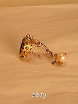 Elizabeth Locke 19K antique coin earrings withremoveable pearl drops