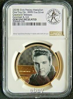 Elvis Presley 2018 Silver/Gold Medallion, coin 1 Troy ounce. 9999 Fine Silver