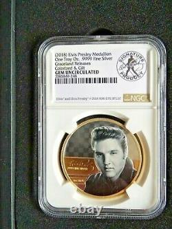 Elvis Presley 2018 Silver/Gold Medallion, coin 1 Troy ounce. 9999 Fine Silver