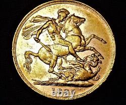 English Gold Sovereign 1/4 Oz Gold. 2354 Oz Fine Gold 1885, Appraised By Pgs Unc