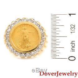 Estate 0.70cts Diamond 10K-22k Gold American Eagle Coin Ring 16.8 Grams NR