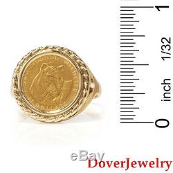 Estate 10K 24K Yellow Gold Rope 1990 Coin Tiger Ring NR