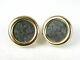Estate 14k Yellow Gold Ancient Coin Button Ladies Earrings 10.8g I606
